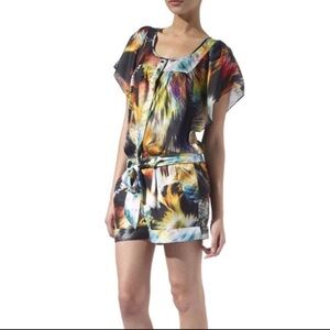 Ted Baker🔥SALE🔥 abstract Shattered Glass shorts romper with tie sash med